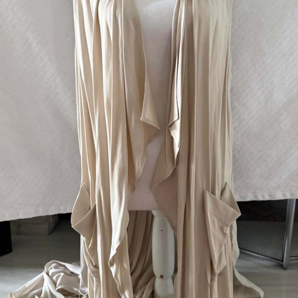 Philosophy Republic Clothing Duster Vest Size L Beige Pleated